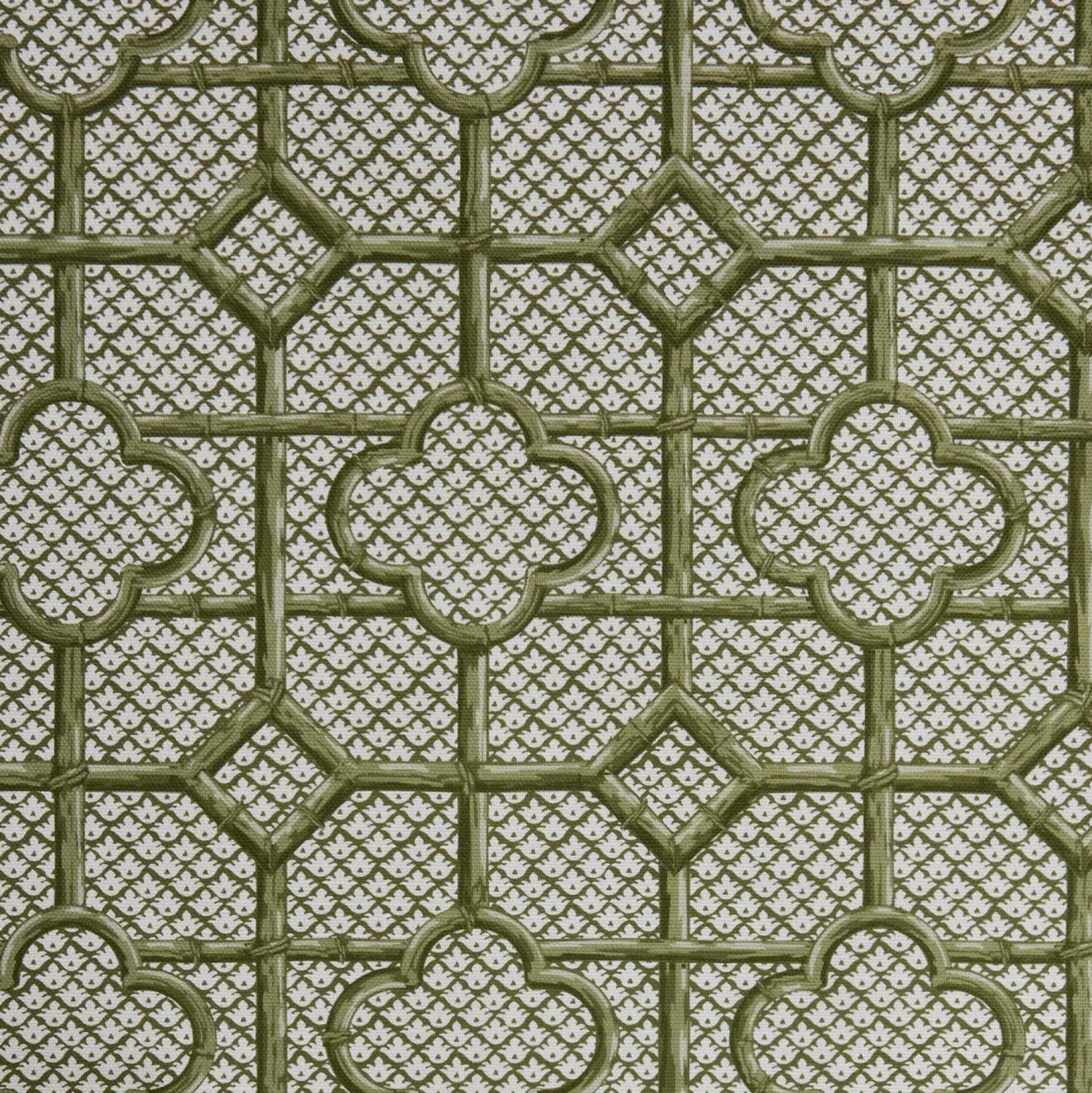 Olive Green Bamboo Trellis Fabric