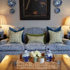 Olive Green Bamboo Trellis Fabric