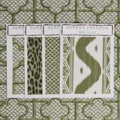 Olive Green Bamboo Trellis Fabric