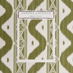 Olive Green Ikat Stripe Fabric