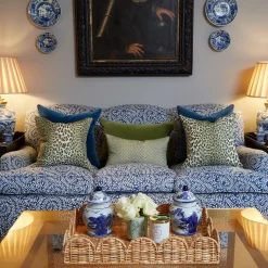 Olive Green Lotus Flower Fabric