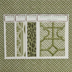 Olive Green Lotus Flower Fabric