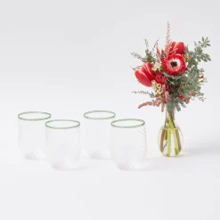 Olive Rim Swirl Glassware Set