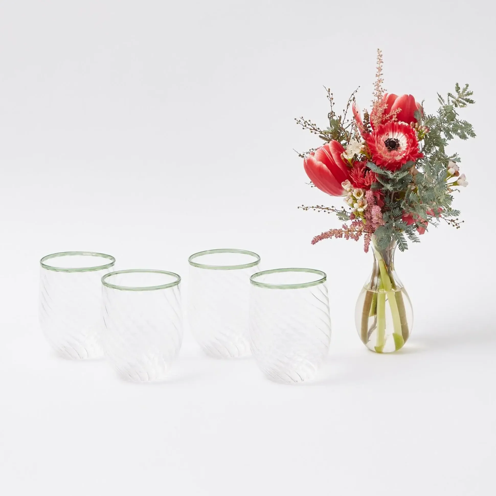 Olive Rim Swirl Water Glass (Set Of 4)