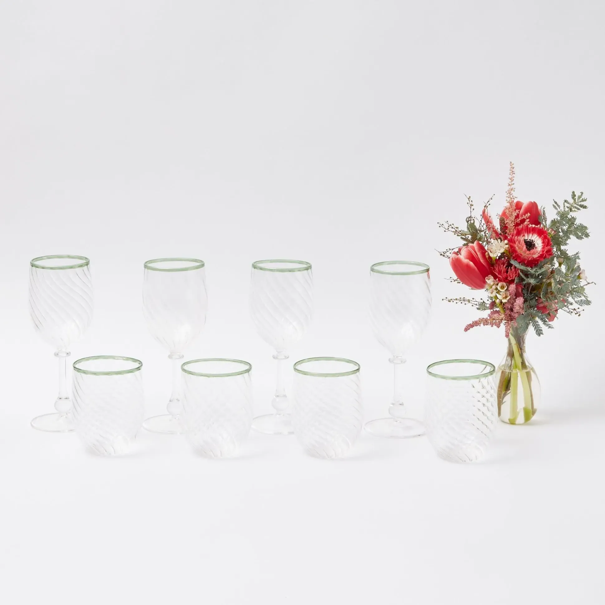 Olive Rim Swirl Water Glass (Set Of 4)
