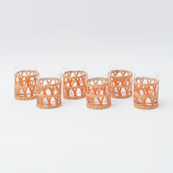 Orange Raffia Water Glasses (Set Of 6)