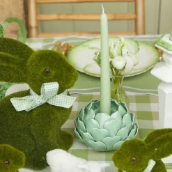 Pale Green Artichoke Candle Holder (Pair)