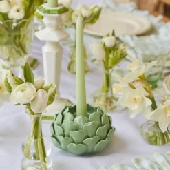 Pale Green Artichoke Candle Holder (Pair)