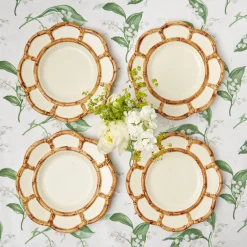 Petal Bamboo Ceramic Dinner Plate (Set Of 4)