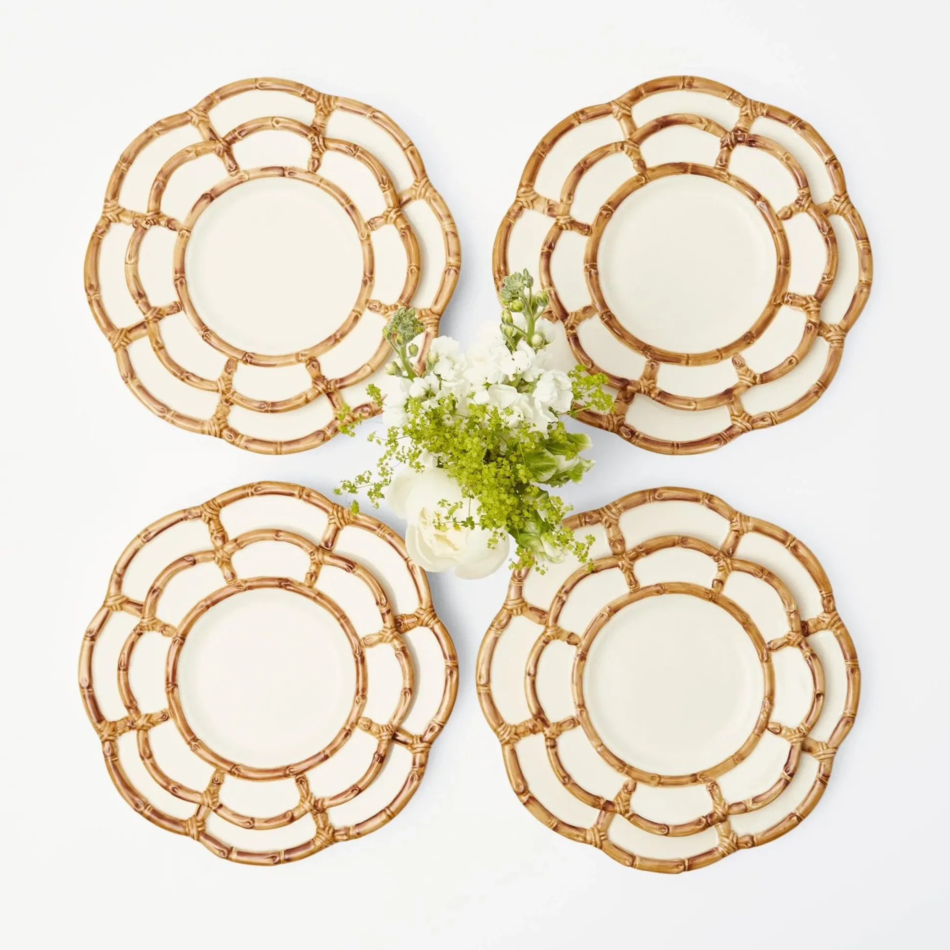 Petal Bamboo Ceramic Dinner & Starter Plates (Set Of 8)