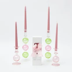 Pink & Green Camille Candle Set (Pink Candles)