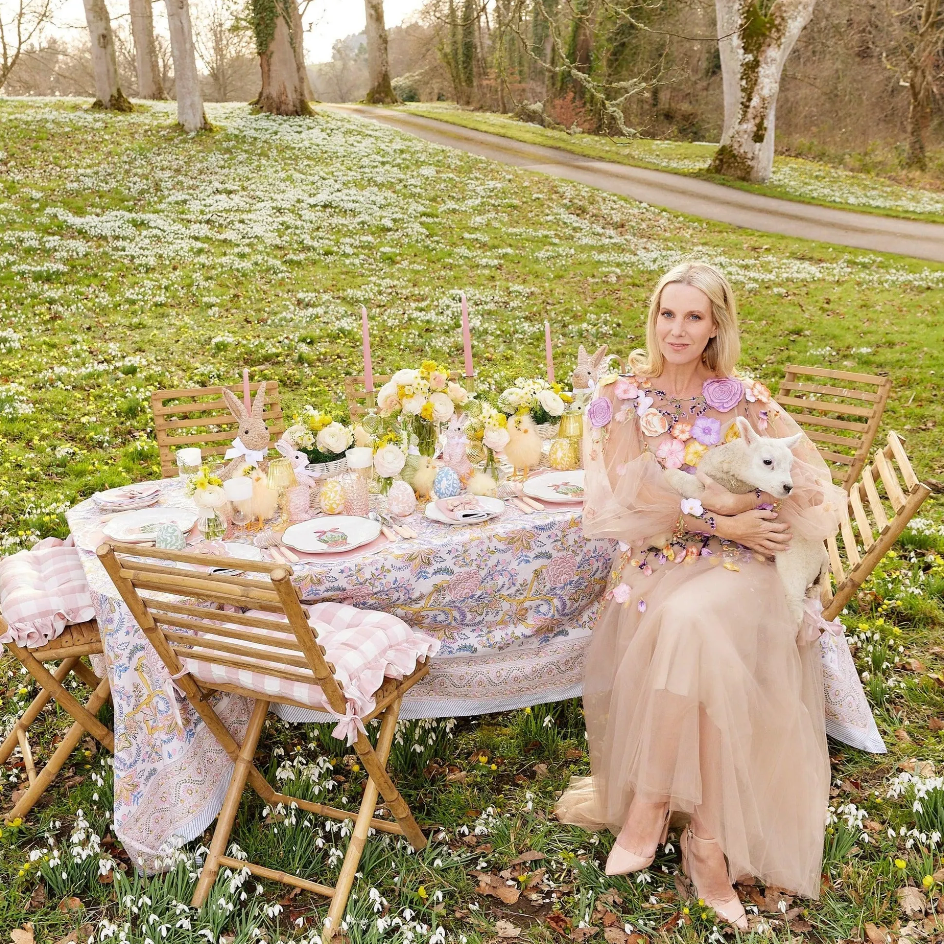 Pink & Green Camille Candle Set (Pink Candles)