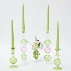Pink & Green Camille Candle Set (Green Candles)