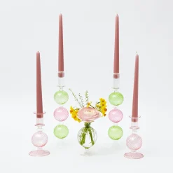 Pink & Green Camille Candle Set (Pink Candles)