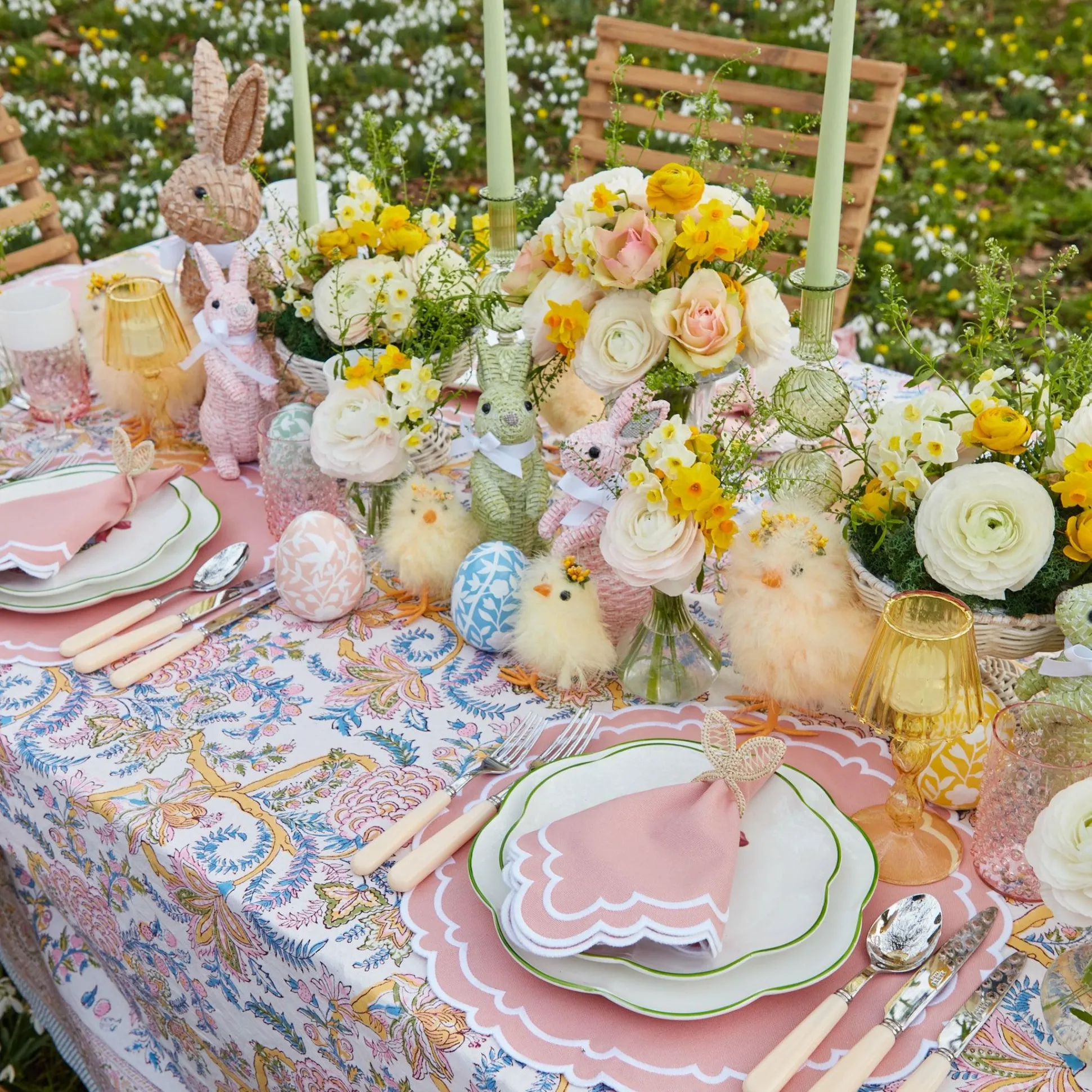 Pink & Green Camille Candle Set (Green Candles)