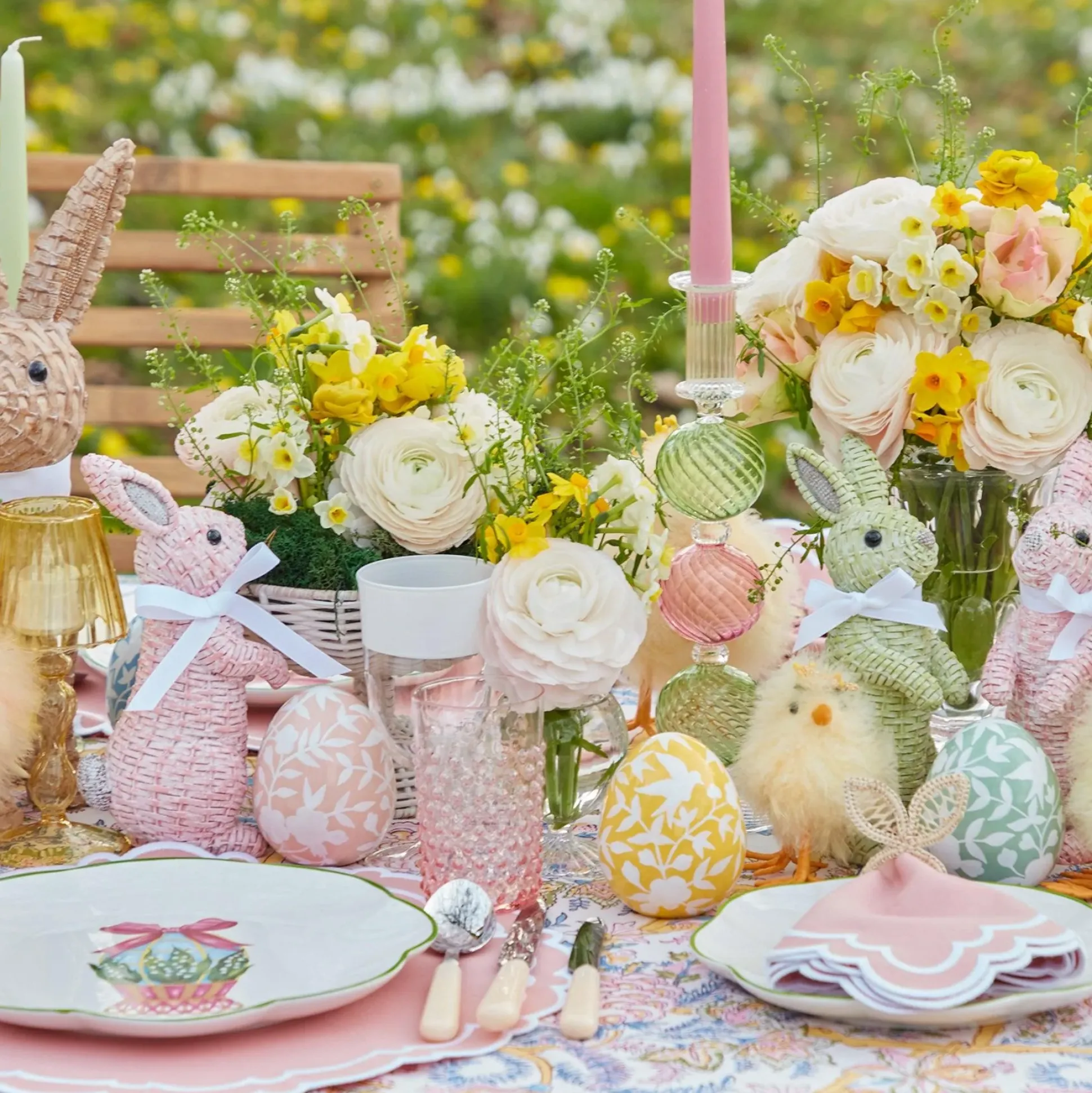 Pink & Green Camille Candle Set (Green Candles)