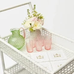 Pink & Green Pagoda Cocktail Napkins (Set Of 4)