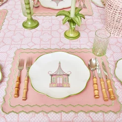 Pink & Green Pagoda Dinner Plate (Set Of 4)