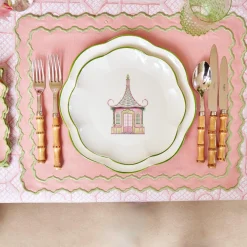 Pink & Green Pagoda Dinner Plate (Set Of 4)