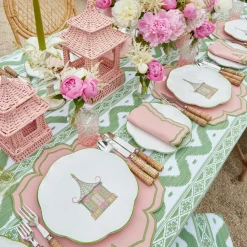 Pink & Green Pagoda Dinner Plate (Set Of 4)
