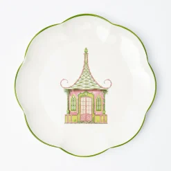 Pink & Green Pagoda Dinner Plate