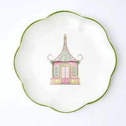 Pink & Green Pagoda Dinner Plate