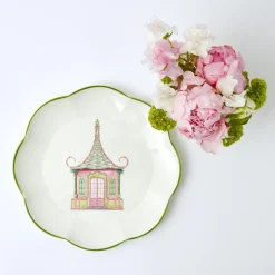 Pink & Green Pagoda Dinner Plate