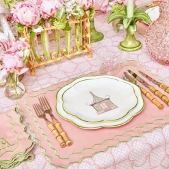Pink & Green Pagoda Dinner Plate
