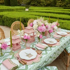 Pink & Green Pagoda Dinner Plate