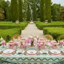 Pink & Green Pagoda Dinner Plate
