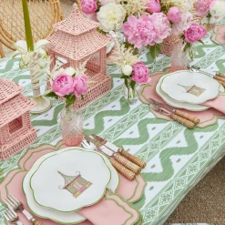 Pink & Green Pagoda Dinner & Starter Plates (Set Of 8)