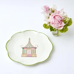 Pink & Green Pagoda Dinner Plate (Set Of 4)