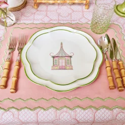 Pink & Green Pagoda Starter Plate (Set Of 4)