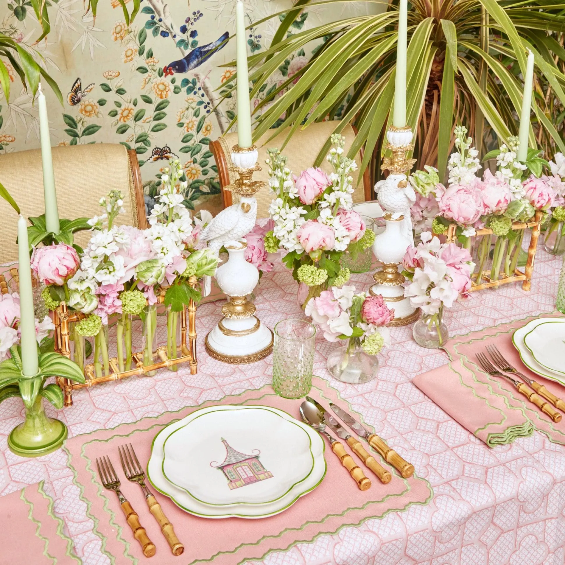 Pink & Green Pagoda Starter Plate (Set Of 4)