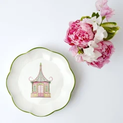 Pink & Green Pagoda Starter Plate (Set Of 4)
