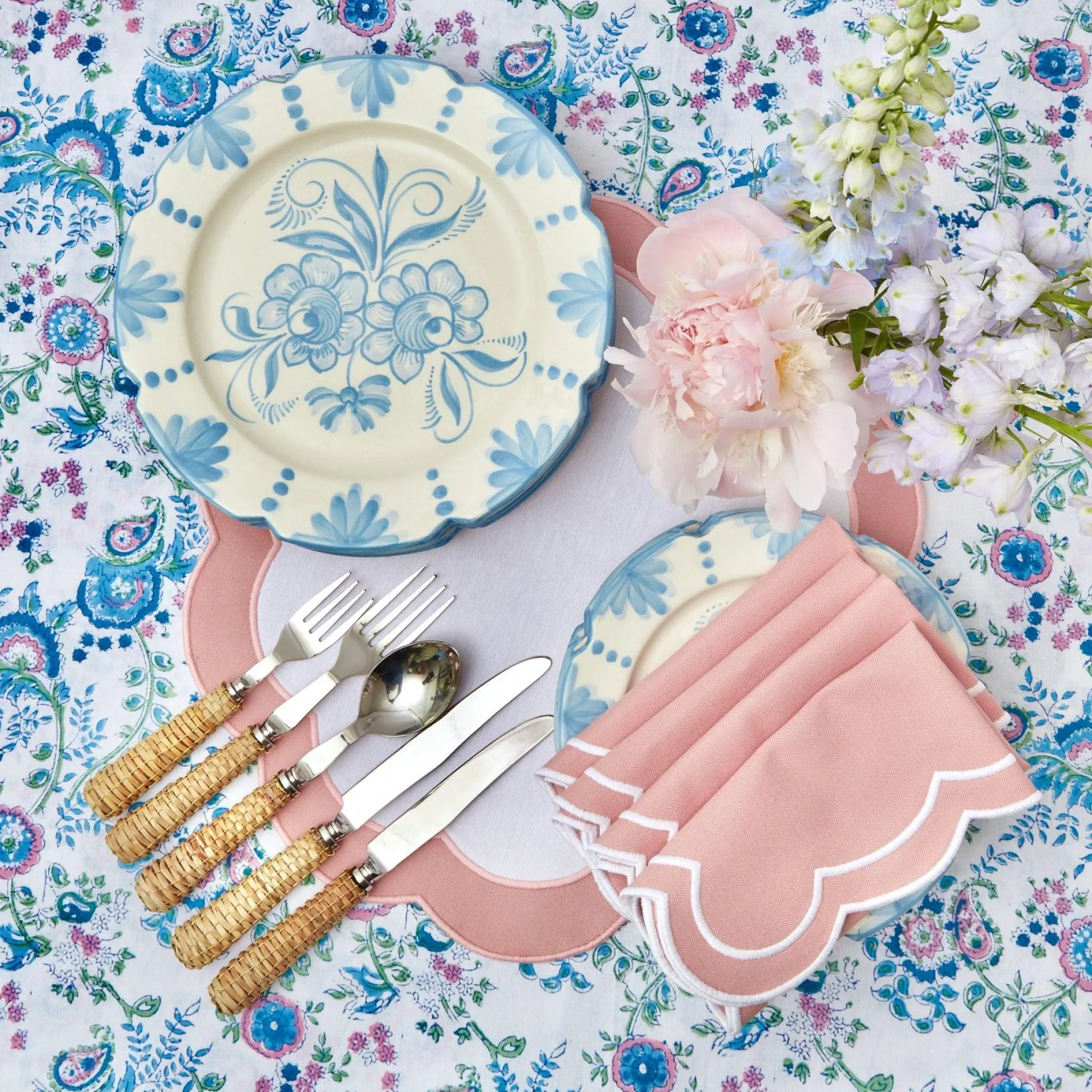 Pink Applique Napkins (Set Of 4)