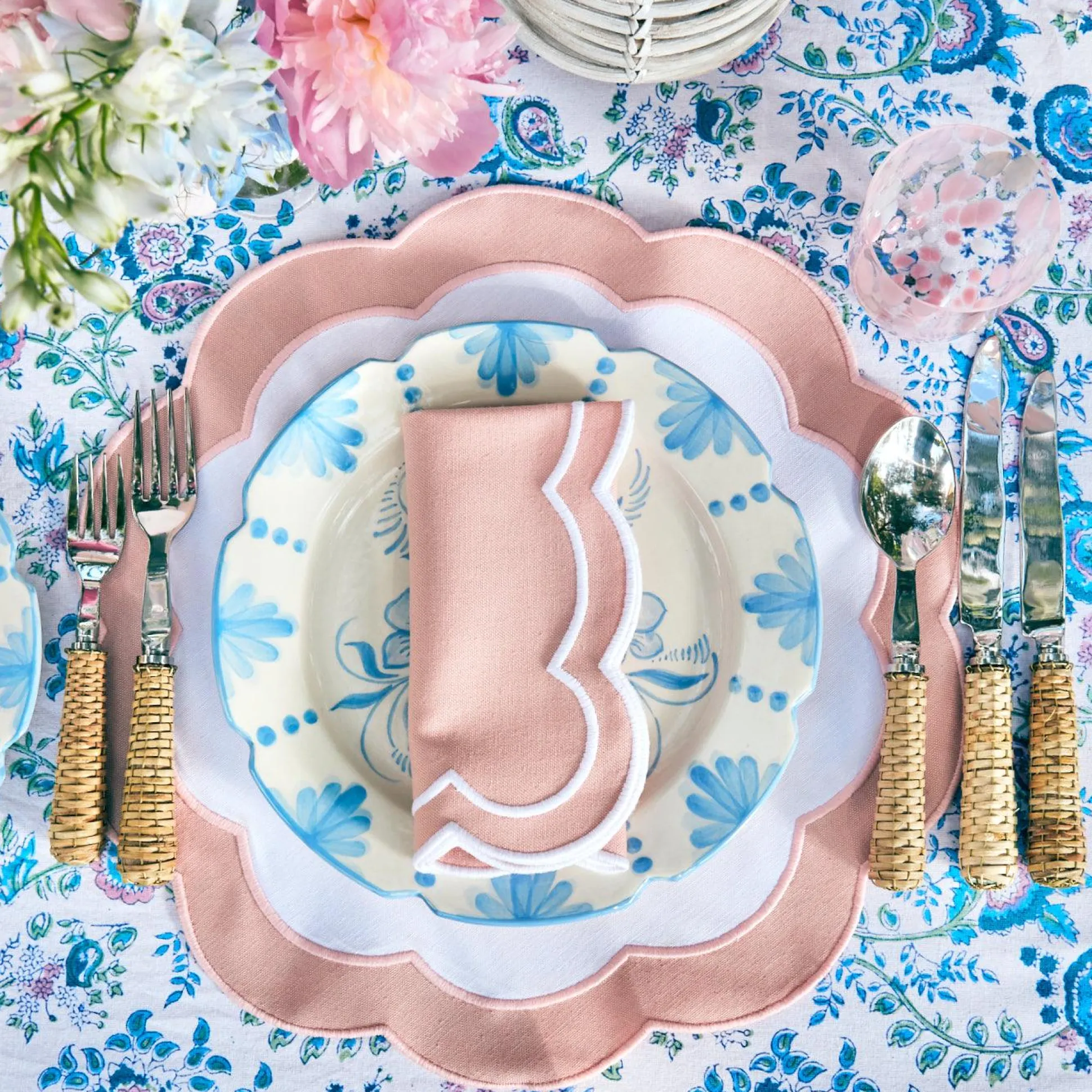 Pink Applique Napkins (Set Of 4)