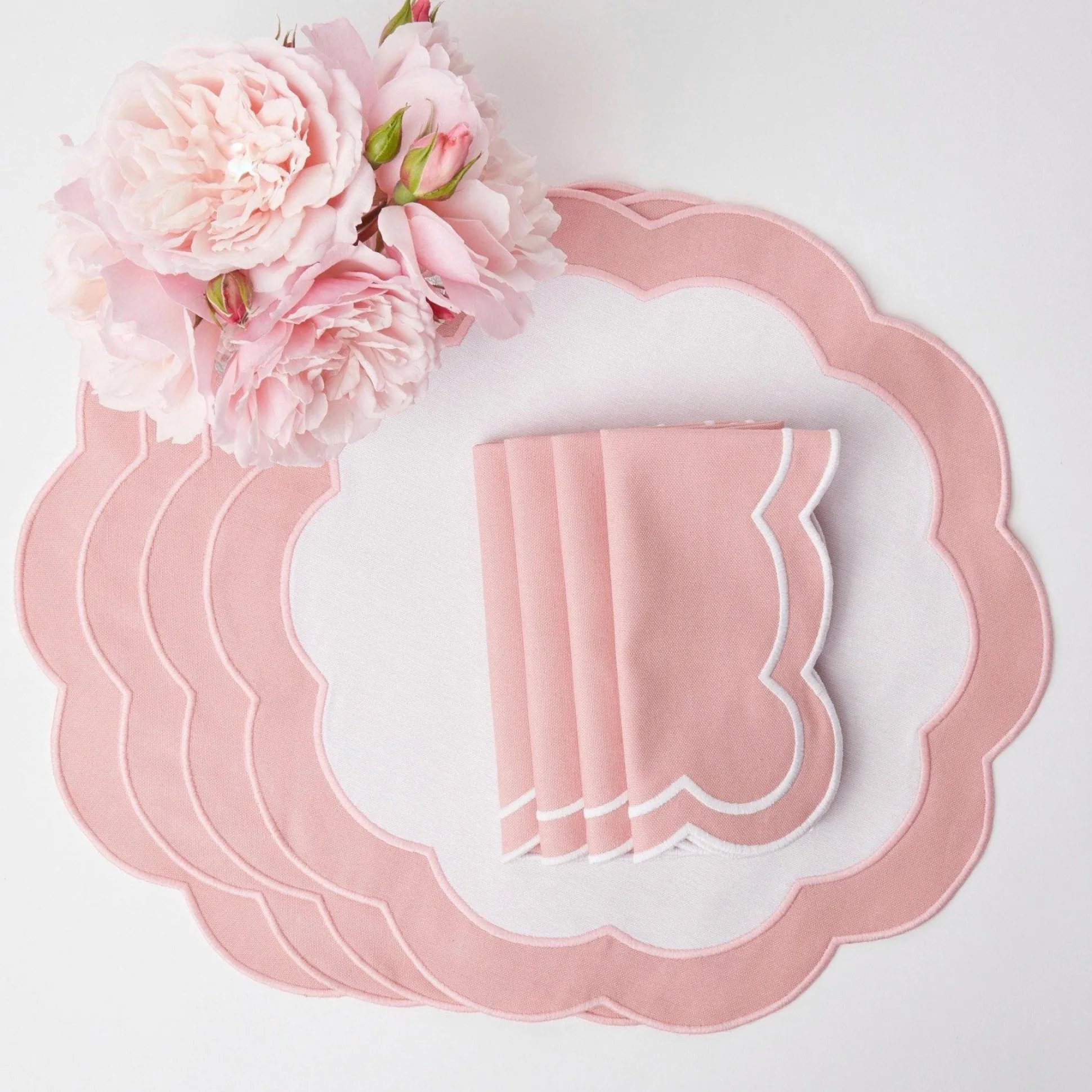 Pink Applique Placemats & Napkins (Set Of 4)