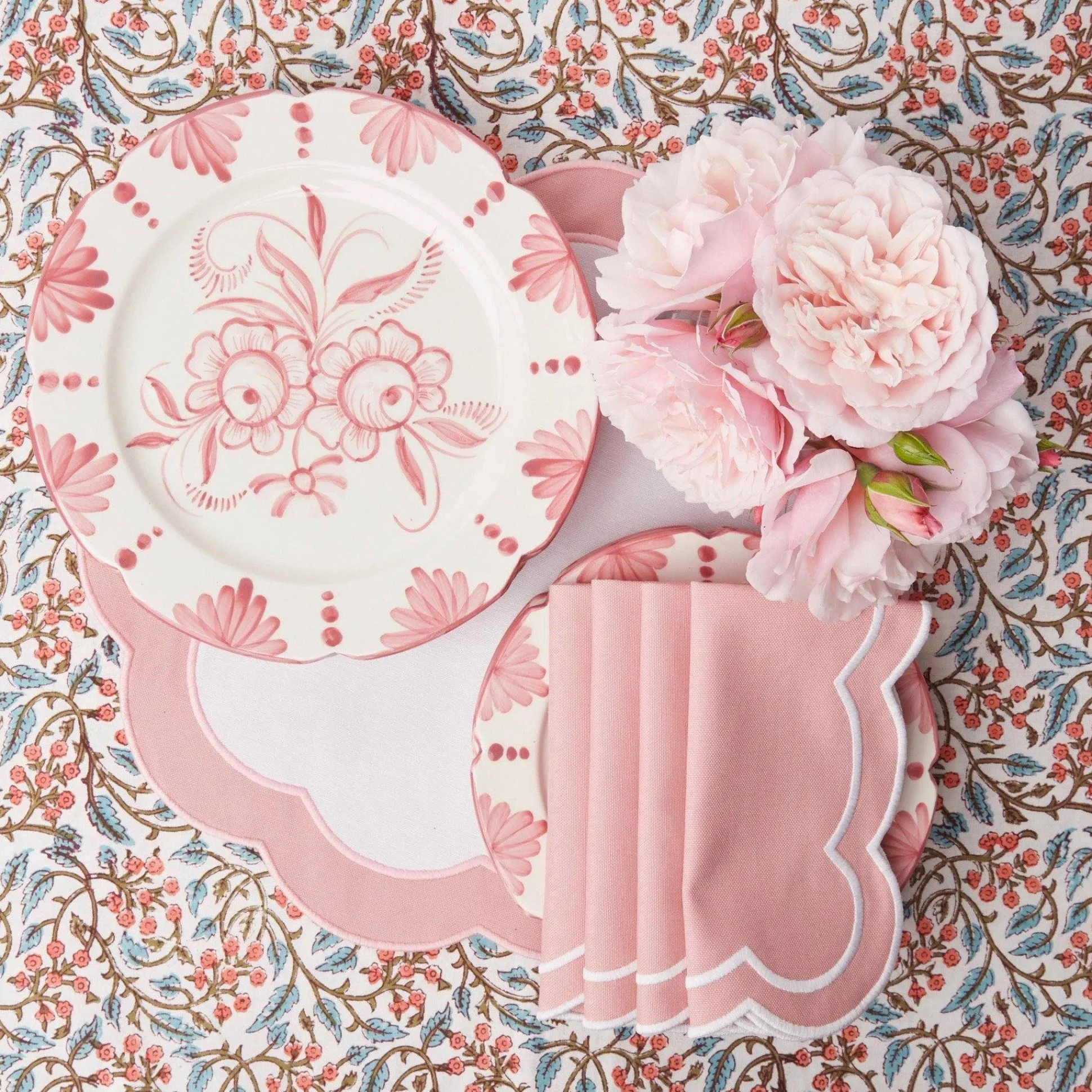 Pink Applique Placemats & Napkins (Set Of 4)