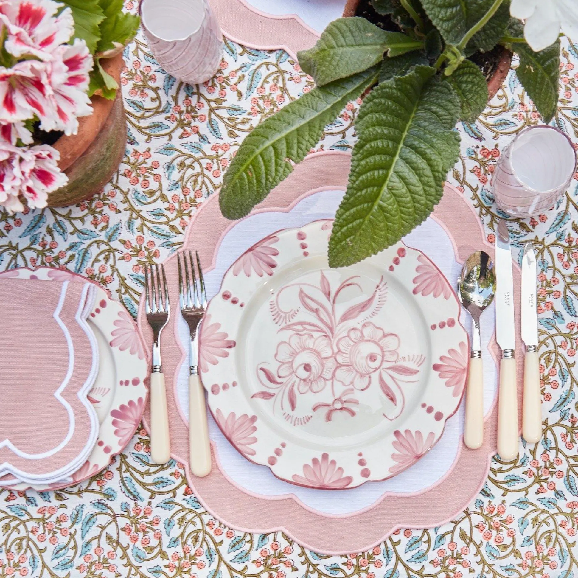 Pink Applique Placemats & Napkins (Set Of 4)