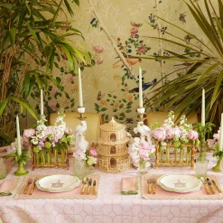 Pink Bamboo Trellis Tablecloth