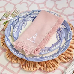 Pink Bamboo, Water Hyacinth & Pink Fringe Linen Set