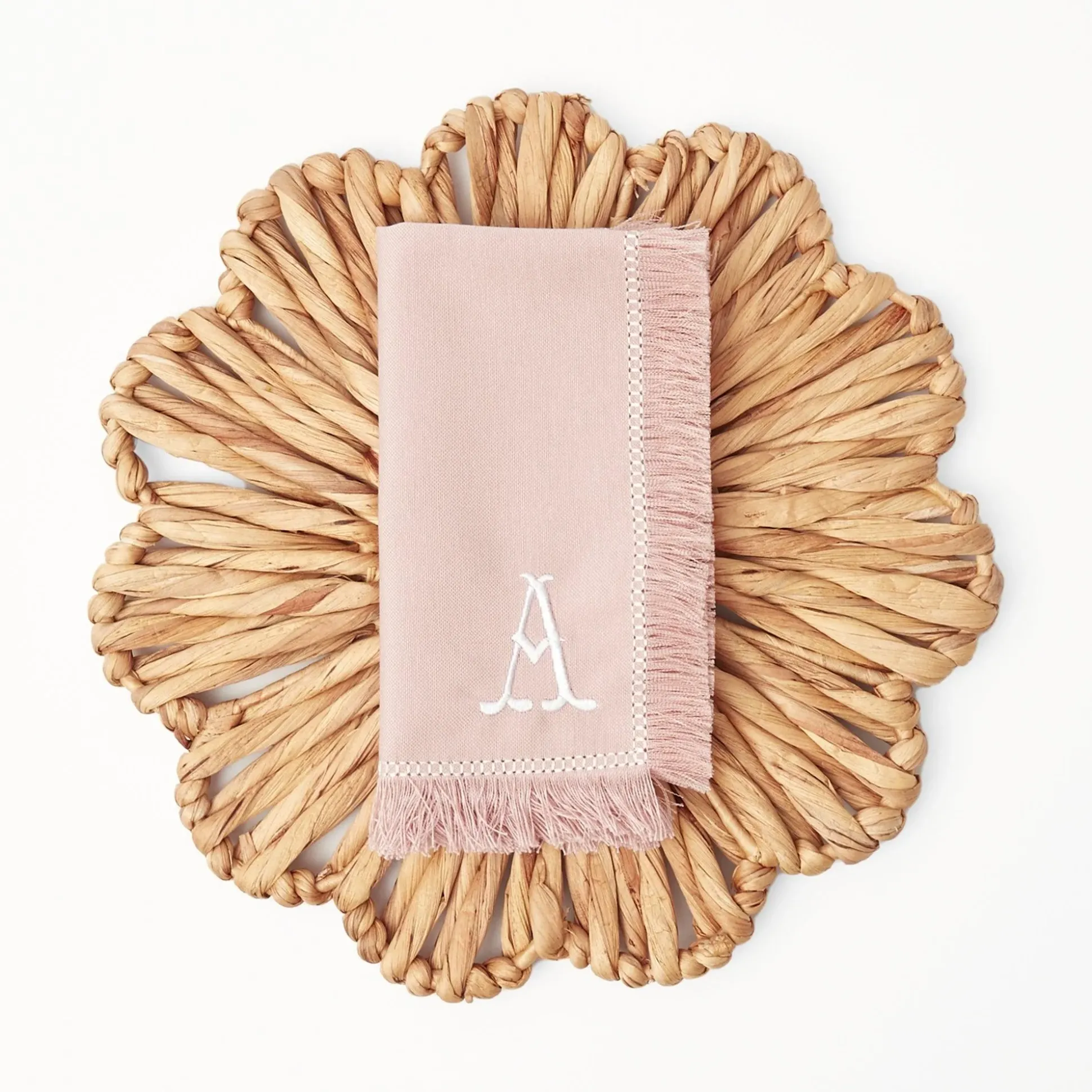 Pink Fringe Napkins (Set Of 4)