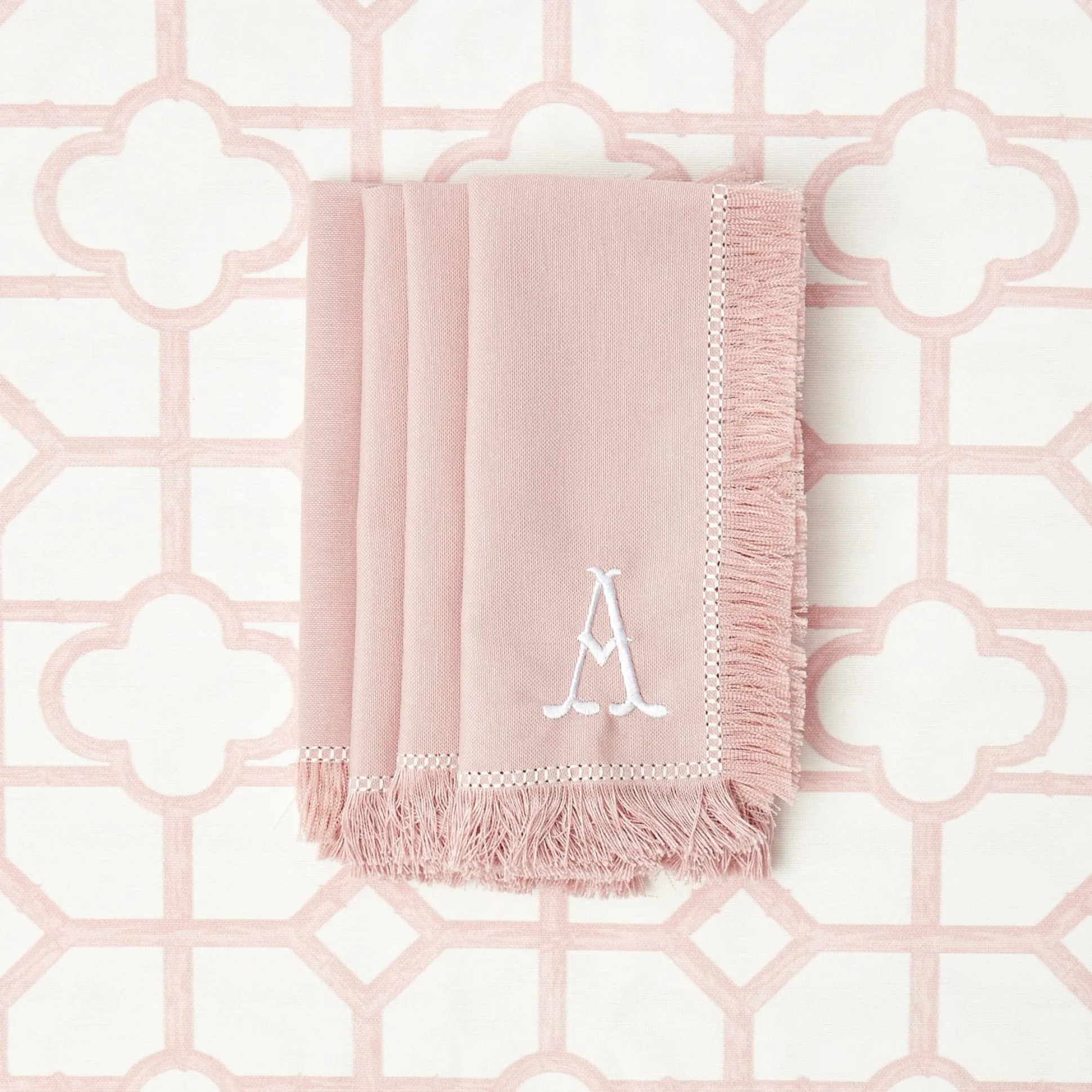 Pink Fringe Napkins (Set Of 4)