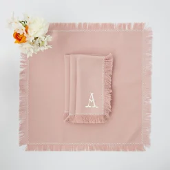 Pink Fringe Napkins (Set Of 4)