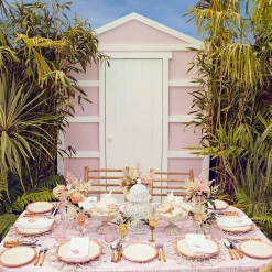 Pink Geometric Bamboo Dinner Plate