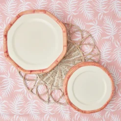 Pink Geometric Bamboo Dinner Plate