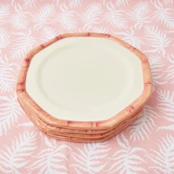 Pink Geometric Bamboo Dinner Plate