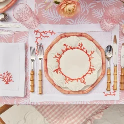 Pink Geometric Bamboo Dinner Plate