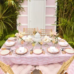 Pink Geometric Bamboo Dinner Plate